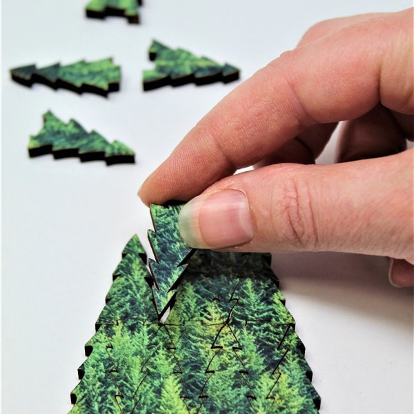 Mini Tree Tessellation Puzzle - Wooden Jigsaw Puzzle for Adults - 16 Pieces