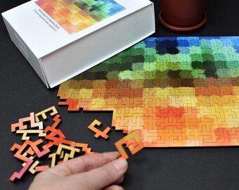 Abstract Colors Wood Jigsaw - 173 Piece Puzzle - Challenging Colorful Abstract Rainbow Pattern by Shandra Smith - Laser Cut Design