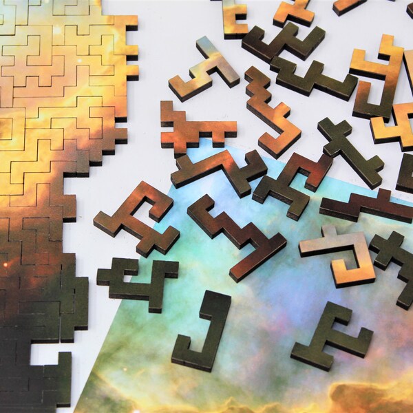 Omega Nebula Puzzle -173 Piezas rompecabezas de madera - Galaxy Image Puzzle para adultos -Diseño original geométrico de corte láser