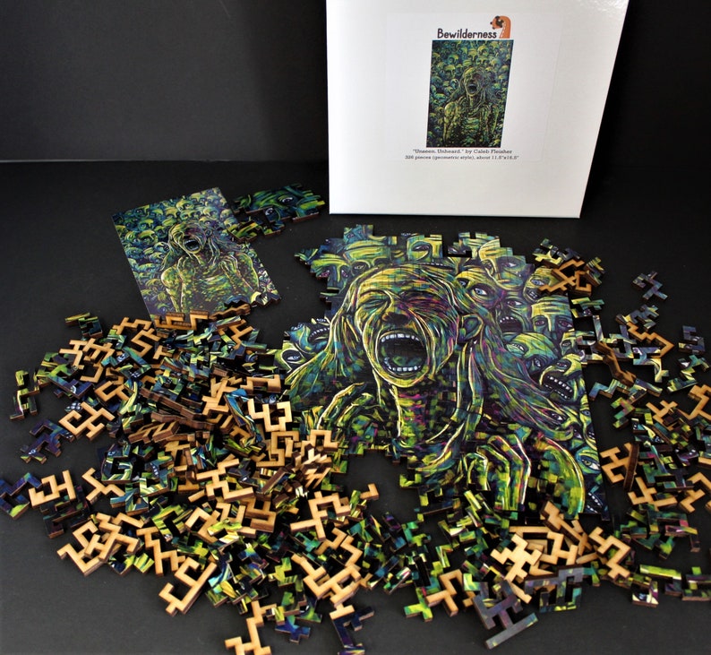 Difficult Wooden Jigsaw Puzzle Original Geometric Laser Cut Etsy