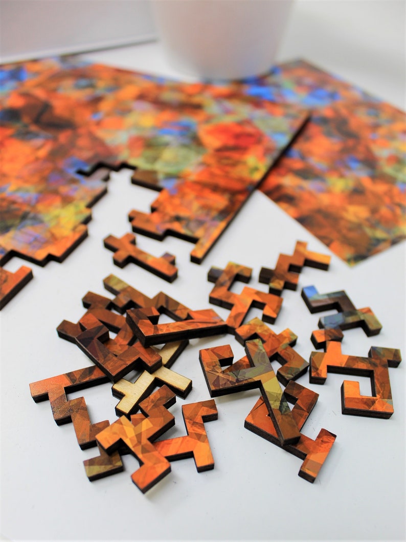Geometric Wooden Abstract Jigsaw Puzzle Challenging Original Etsy