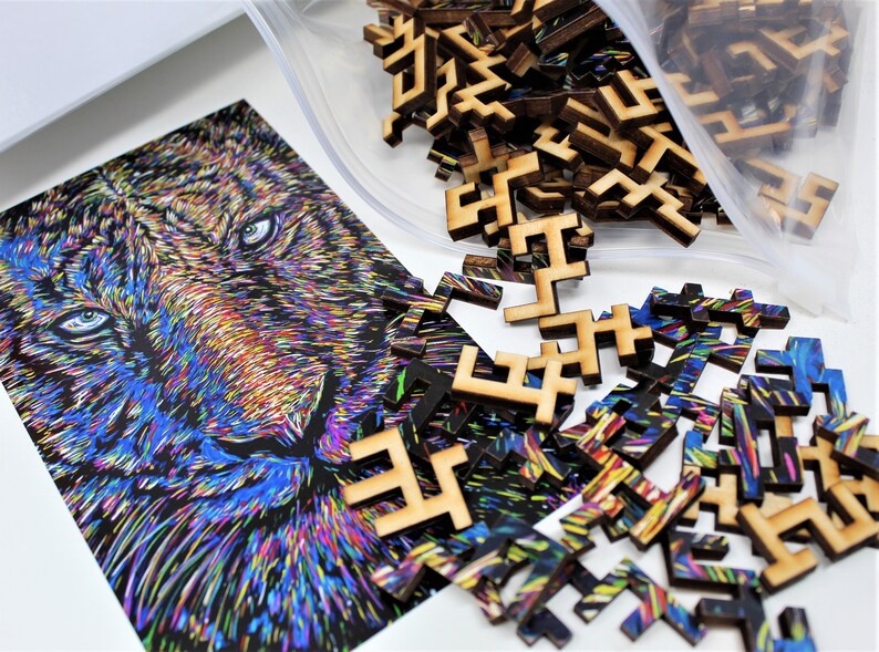 super challenging tiger wooden jigsaw puzzle for adults etsy