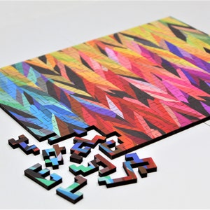 Abstract Chevron Wooden Jigsaw - 173 Piece Colorful Wood Puzzle for Adults - Laser Cut Design - Bewilderness