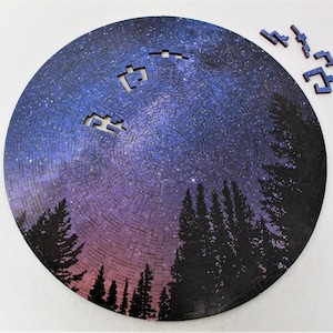Milky Way Puzzle - Round Wooden Jigsaw Puzzle for Adults - 330 Pieces for Advanced Puzzlers - Original Circle Geometric Cut Design