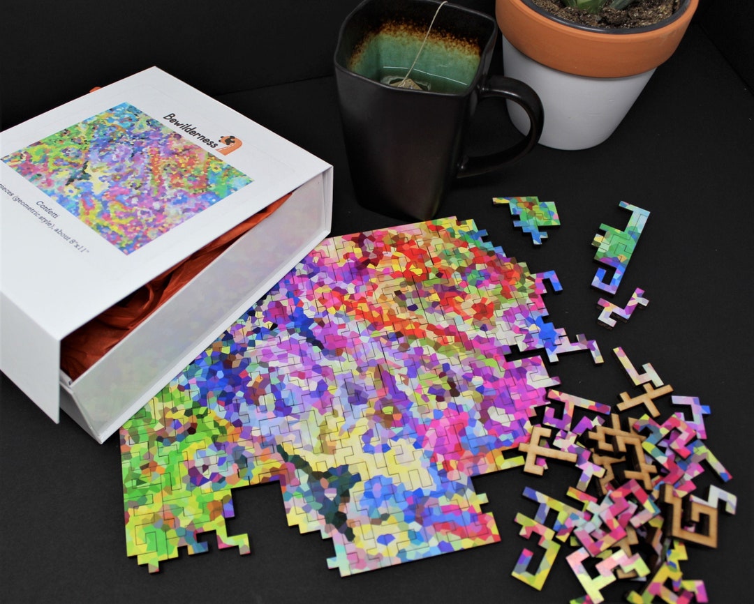 Confetti Wooden Puzzle 173 Piece Colorful Difficult Jigsaw for Adults