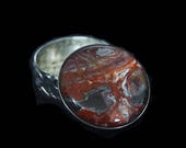 Miniature Box Sterling Silver Artistic Handmade Hand Crafted Antique style Decoration With Natural Rare quot Lace Agate quot Gemstone