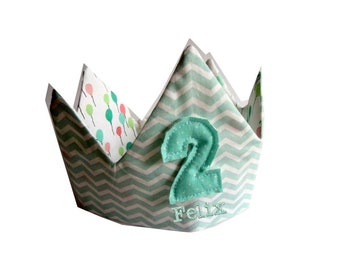 Geburtstagskrone mit Namen/Krone/Geburtstag/Kindergeburtstag/Zahlen/Name/Punkte/Luftballon/Ballon