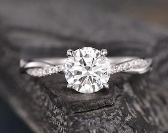 1.2ct Lab Grown Diamond Ring Twist Diamond Engagement Ring Diamond Infinity Ring Solitaire Rose Gold Ring IGI Certificate-Main Ring Only