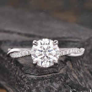 1.2ct Infinity Moissanite Engagement Ring Rose Gold Twist Solitaire Moissanite Ring Diamond Wedding Ring Half Eternity Bridal Twist Ring