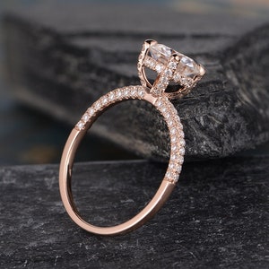 1.2CT Hidden Halo Moissanite Ring Antique Moissanite Engagement Ring Rose Gold Wedding Ring Solitaire Half Eternity Ring Bridal Anniversary