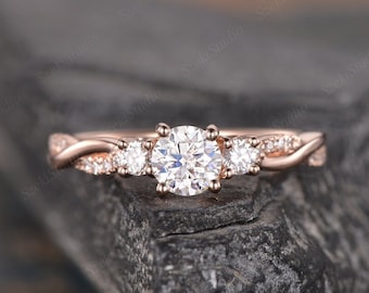 0.5ct Lab Grown Diamond Engagement Ring White Gold Ring Infinity Lab Grown Diamond Three Stone Twist Diamond Bridal Women Anniversary