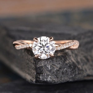 1.2ct Infinity Moissanite Engagement Ring Rose Gold Twist Solitaire Moissanite Ring Diamond Wedding Ring Half Eternity Bridal Ring-Main Gift