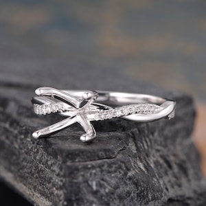 Custom Semi Mount White Gold Engagement Ring Setting Infinity Diamond Solitaire Ring White Gold Ring Setting Personalized Antique Ring