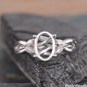 Custom Semi Mount White Gold Engagement Ring Setting Infinity Diamond Solitaire Ring White Gold Ring Setting Personalized Antique Ring