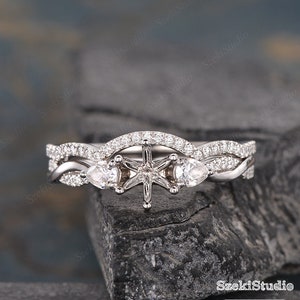 Custom Semi Mount White Gold Engagement Ring Setting Infinity Diamond Solitaire Ring White Gold Ring Setting Personalized Antique Ring