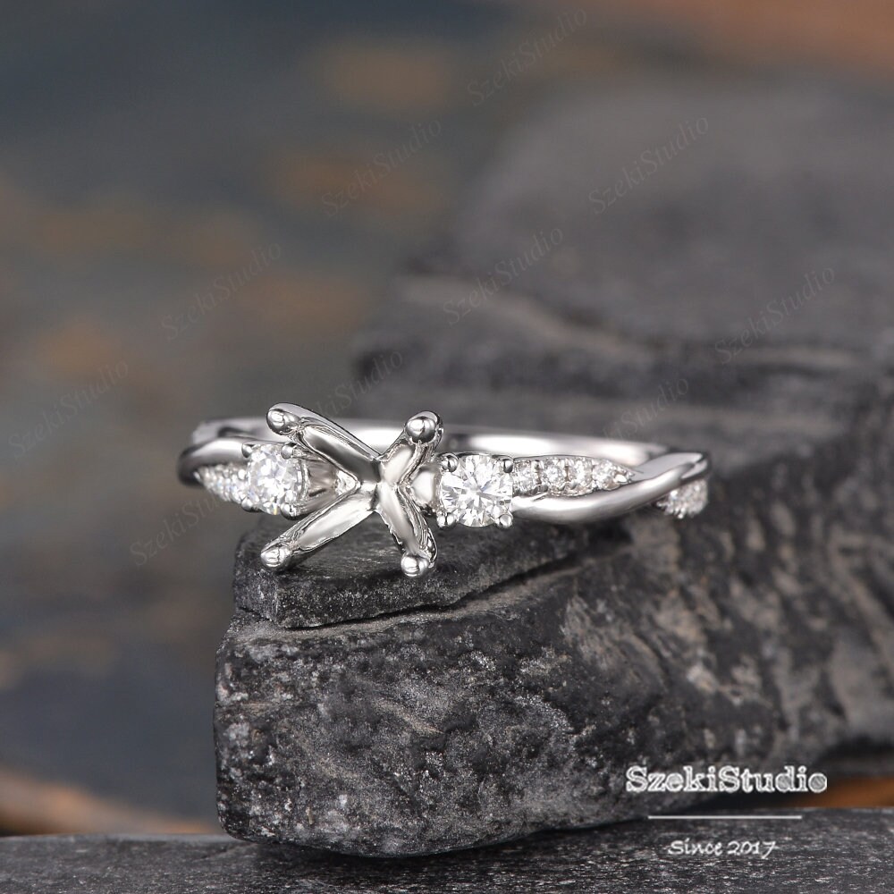 Three Stone Infinity Ring Setting Yellow Gold Engagement Ring Custom ...