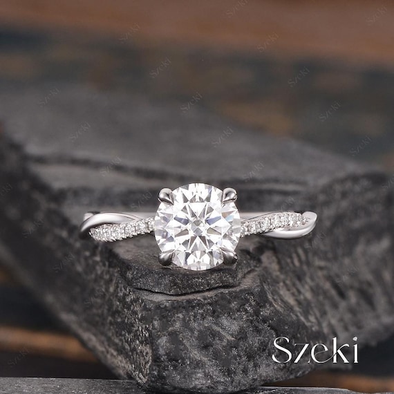 1.2ct Infinity Moissanite Engagement Ring Rose Gold Twist Solitaire Moissanite Ring Diamond Wedding Ring Half Eternity Bridal Twist Ring Etsy