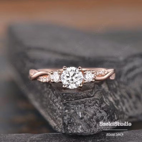 Lab Grown Diamond Engagement Ring White Gold Ring Infinity Lab Grown  Diamond Three Stone Twist Diamond Bridal Women Anniversary