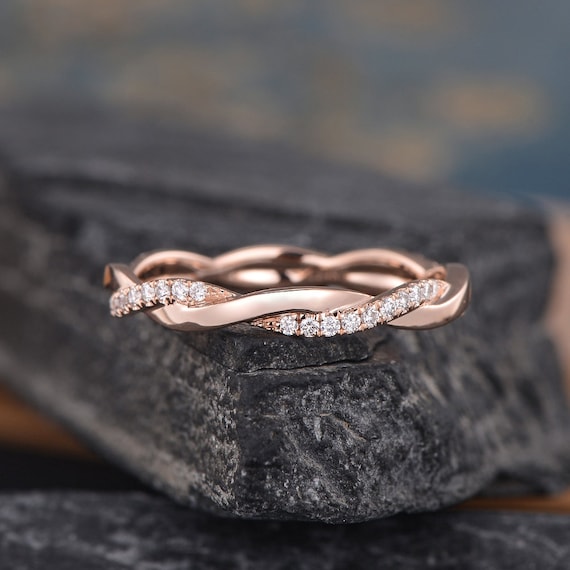Infinity Leaf Engagement Ring 14k Rose Gold (0.07ct) - NG11850