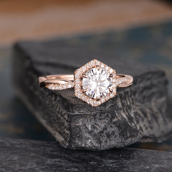 Rose Gold Infinity Halo Engagement Ring Pear Simulated Morganite