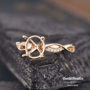 Infinity Ring Setting Custom Semi Mount Yellow Gold Engagement Ring Setting Infinity Diamond Solitaire Ring Personalized Antique Ring