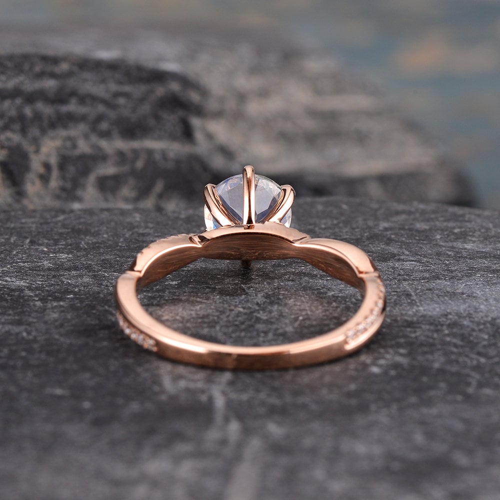 7 mm インフィニティ ムーンストーン エンゲージリング ローズゴールド