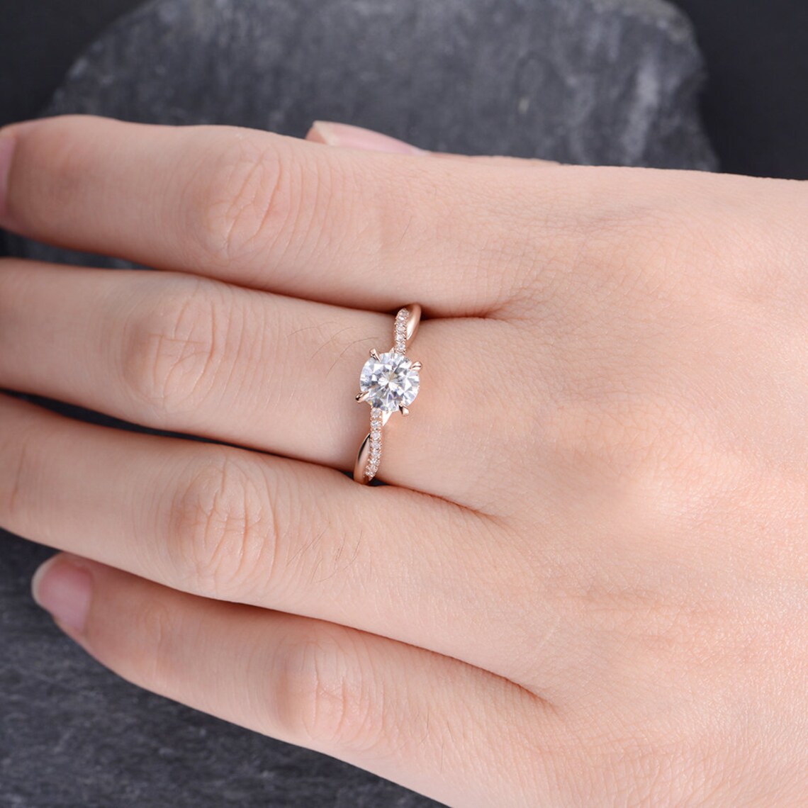 Lab Grown Diamond Ring Round Diamond Engagement Ring Diamond Etsy
