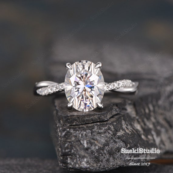 2CT Moissanite Engagement Ring White Gold Infinity Moissanite Ring