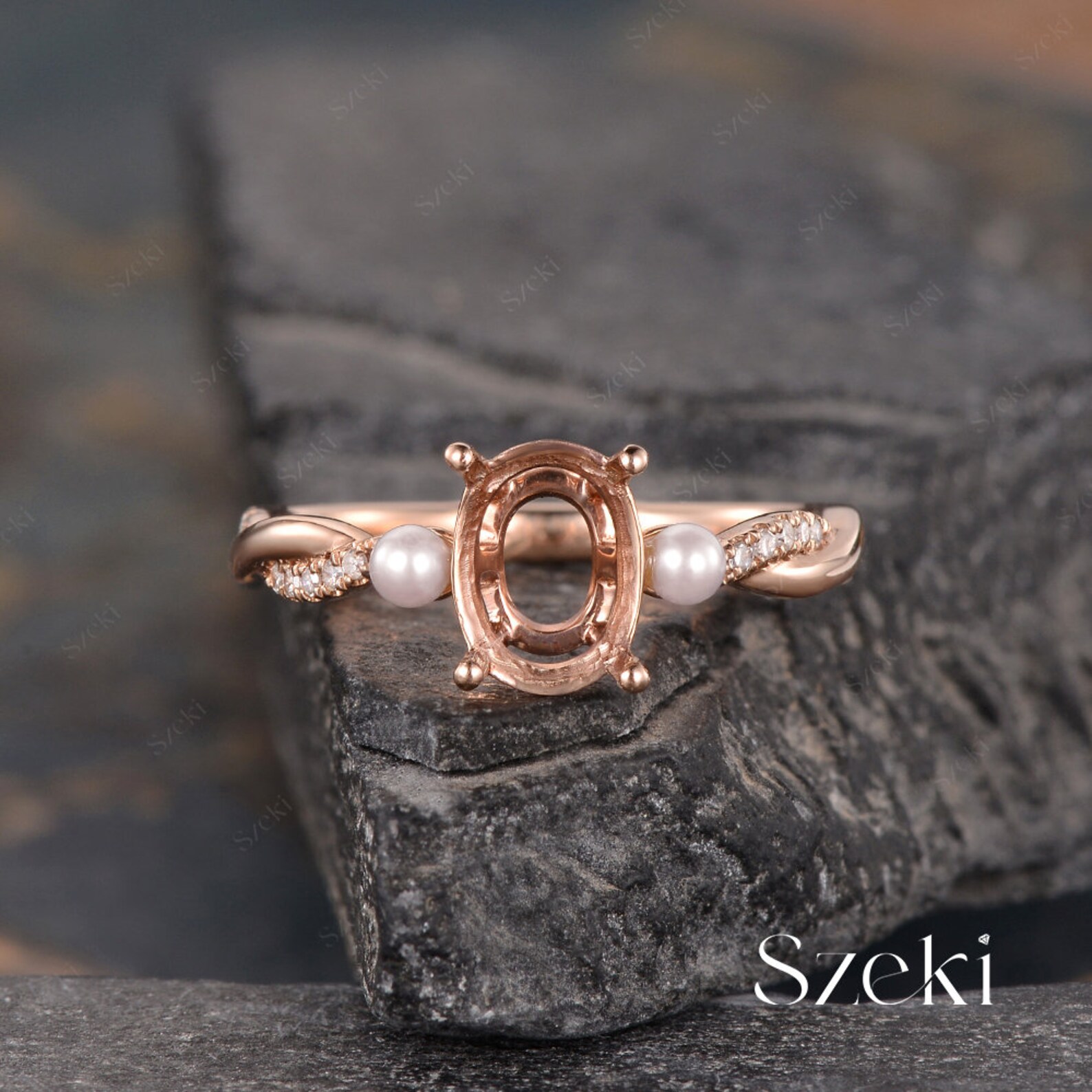 Crystal Setting Ring Custom Pearl Ring Setting Semi Mount Engagement Ring Setting Infinity ...