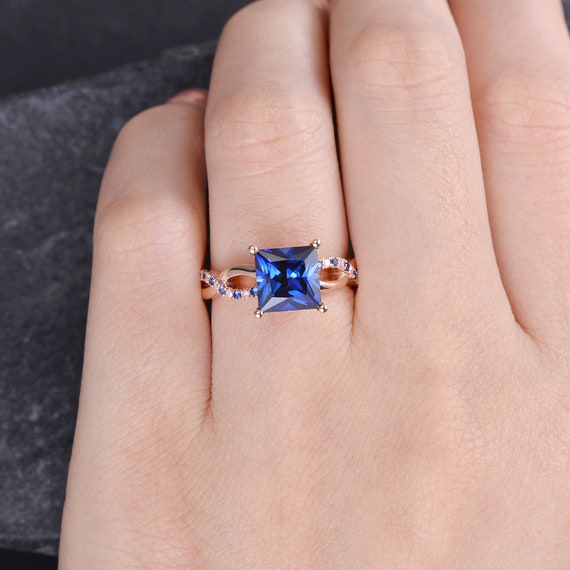 Princess Cut Blue Sapphire & Diamond Anniversary Band | 25karats