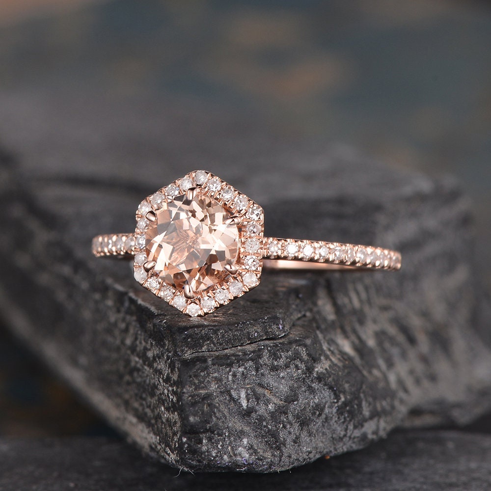 Hexagon morganite ring deals