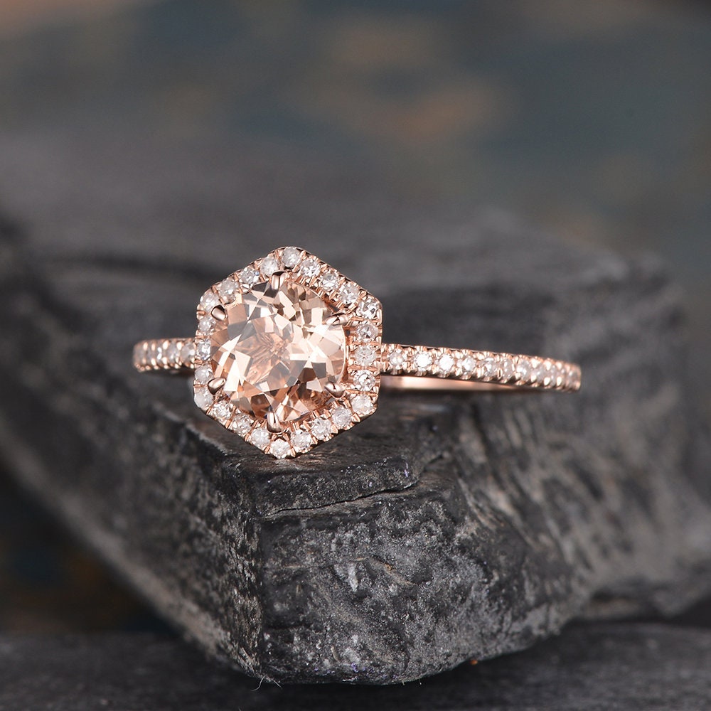 Vintage Looking Morganite Engagement Ring On 10k Rose Gold 1.50 Carat –  agemz