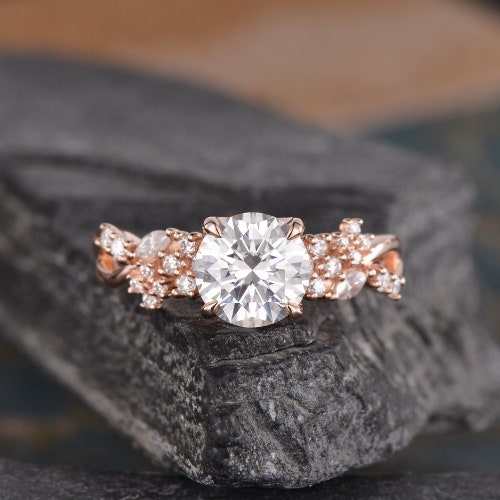 Oval Cut Morganite Engagement Ring Rose Gold Solitaire Cluster - Etsy