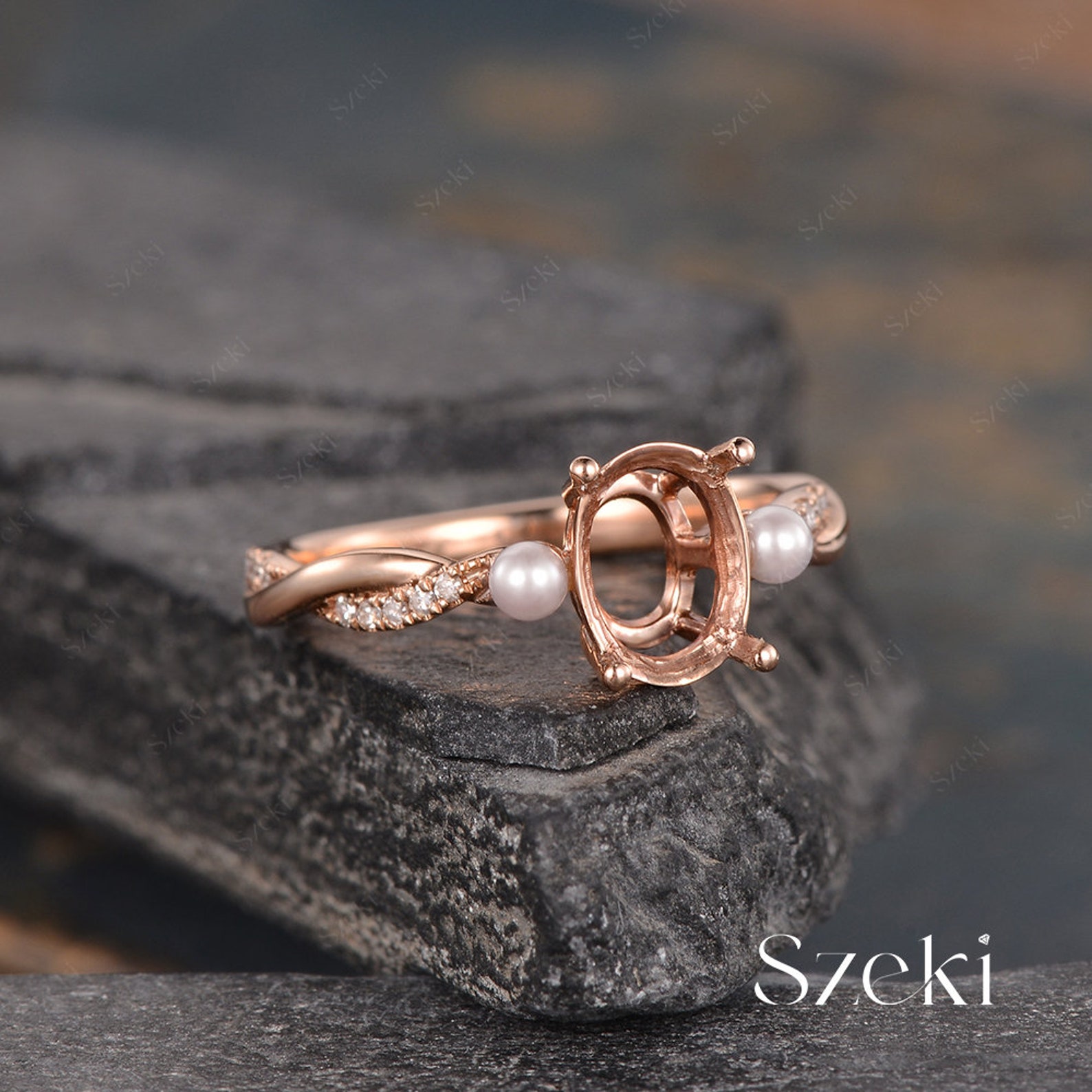 Crystal Setting Ring Custom Pearl Ring Setting Semi Mount Engagement Ring Setting Infinity ...
