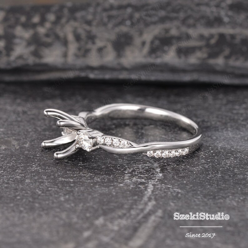 Three Stone Infinity Ring Setting Yellow Gold Engagement Ring Custom ...