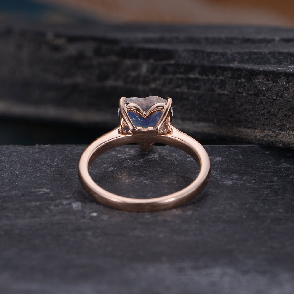 Moonstone and Zircon Heart Ring main image 0