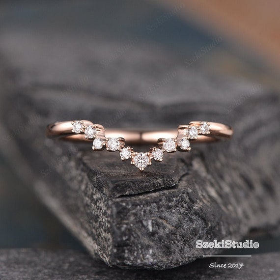 Wedding Vine Diamond Ring, V Shape Wedding Leaf Ring | Benati