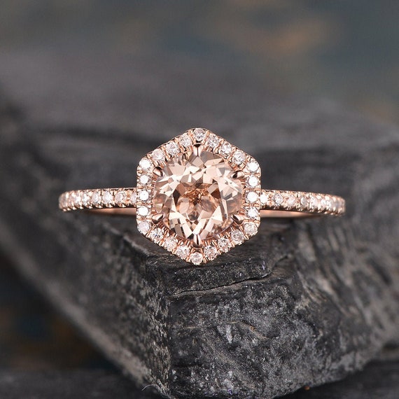Oval Cut Morganite Engagement Ring Twisted Band Bridal Ring In Rose Gold