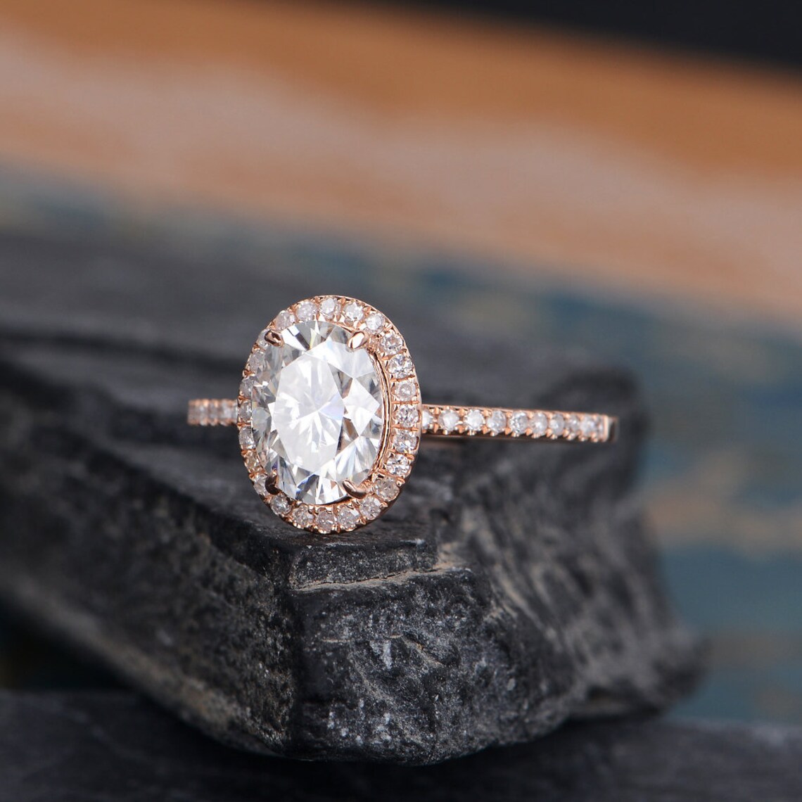 Oval Cut Moissanite Engagement Ring Rose Gold 6x8mm Diamond - Etsy