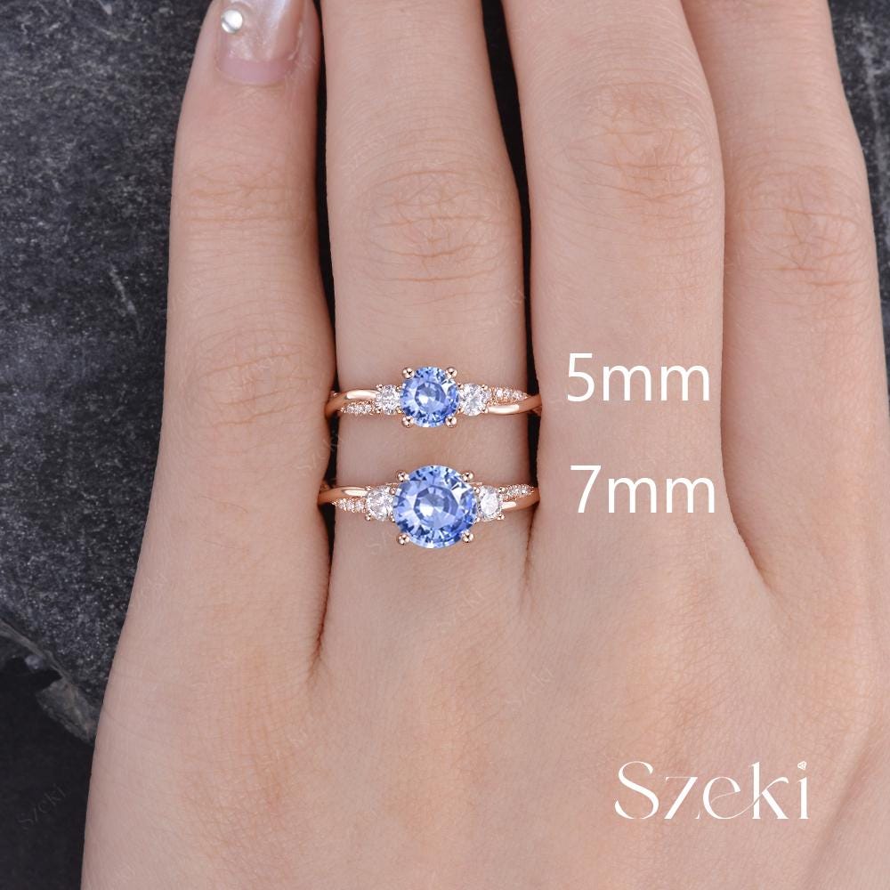 Natural Blue Sapphire Gold Plated Ring For Women - 3 Carat Chakra Healing Stone, Sizes 5-13