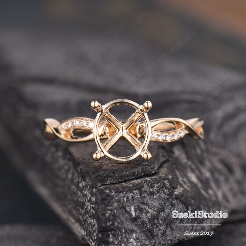 Infinity Ring Setting Custom Semi Mount Yellow Gold Engagement Ring ...