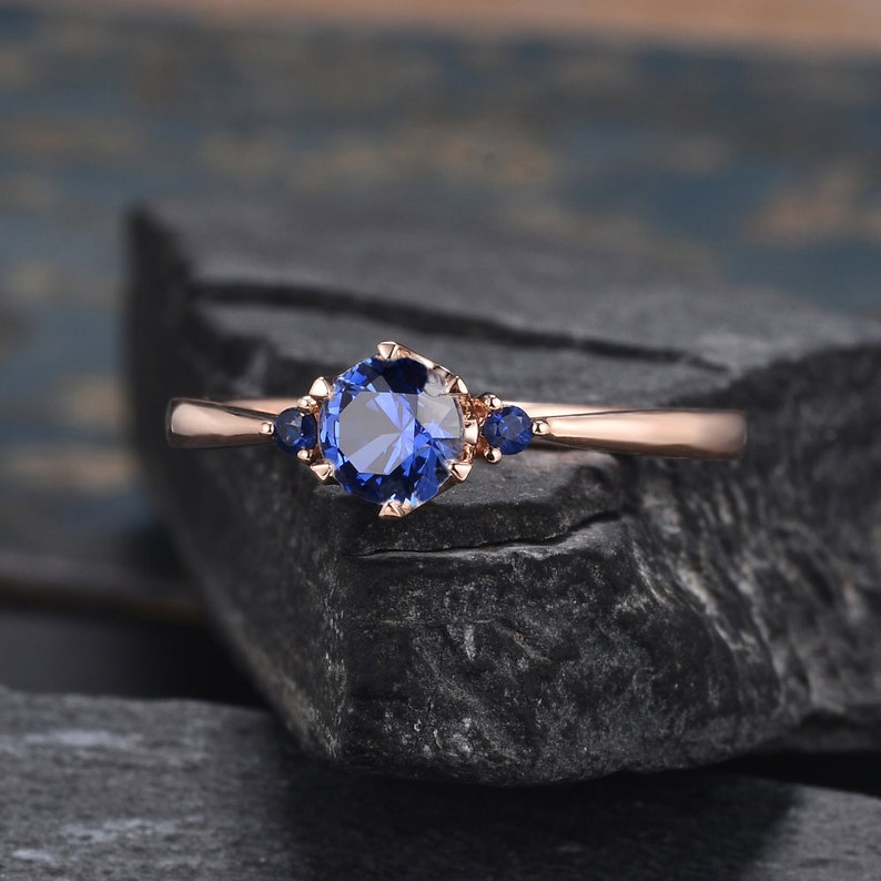 Rose Gold Sapphire Engagement Ring Natural Sapphire Ring | Etsy