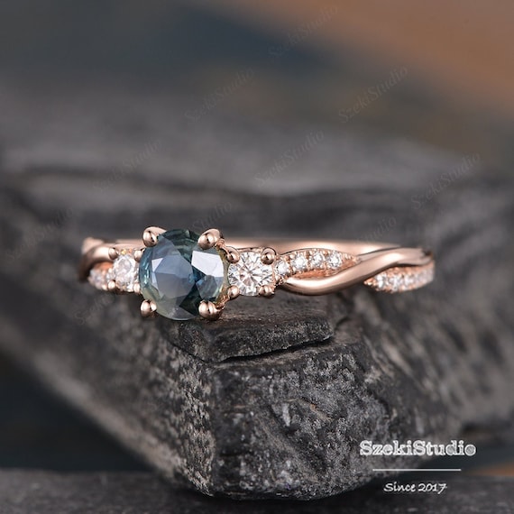 Blue sapphire rose 2024 gold engagement rings