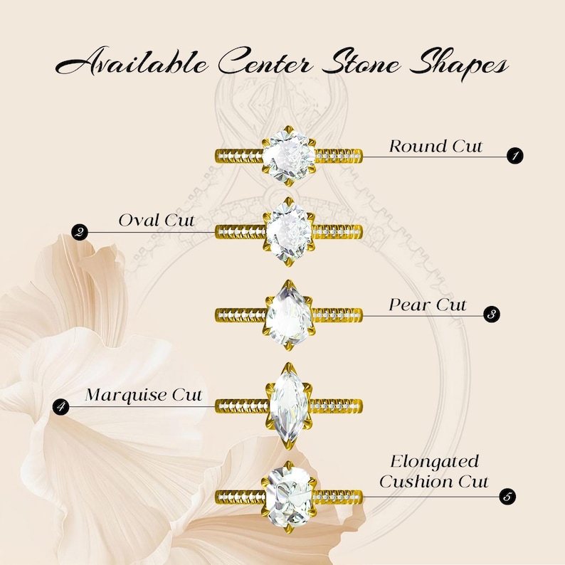 Photo inspiration: Gallery Detail: 2Ct Moissanite Bridal Ring Vintage Tulip Floral Engagement Ring