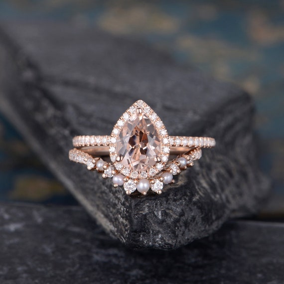 morganite wedding set