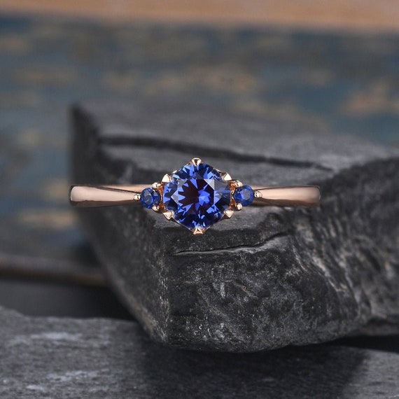 Rose Gold Sapphire Engagement Ring Natural Sapphire Ring | Etsy