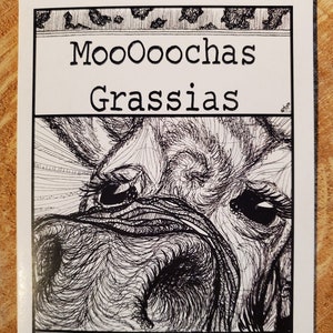 Bedankkaartje | Originele Pen & Inkttekening - Mooooochas Grassias
