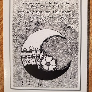Inspirerende kaart | Originele Pen & Ink Tekening - Be The Moon
