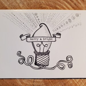 Kerstkaart | Originele Pen & Inkt tekening - Vrolijk en Helder 1