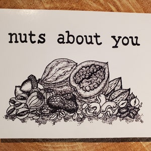 Denken aan je kaart | Originele Pen & Ink Tekening - I'm Nuts About You